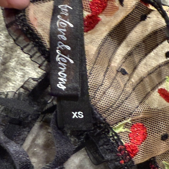 New! for love and lemons cherry embroidered garter belt black 31283 - Picture 8 of 10